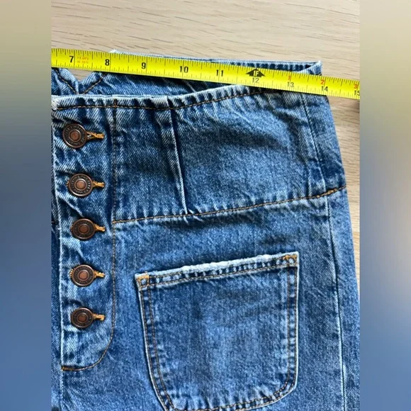 Free People Wide Leg High Rise Button Fly Jeans Size 27 Sailor Style Denim - Picture 8 of 14